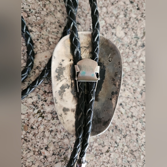 Vintage Authentic Navajo Turquoise Silver Bolo Tie EUC $350 Vintage 70's Silver - Picture 5 of 9
